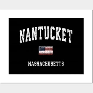 Nantucket Massachusetts Ma American Flag Sports Posters and Art